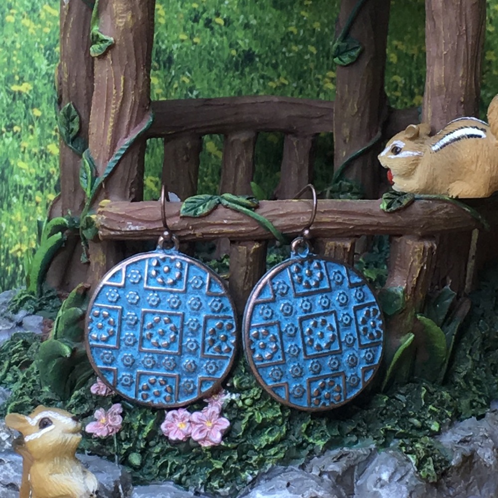 Patina Round Earrings - Picture 2 of 9